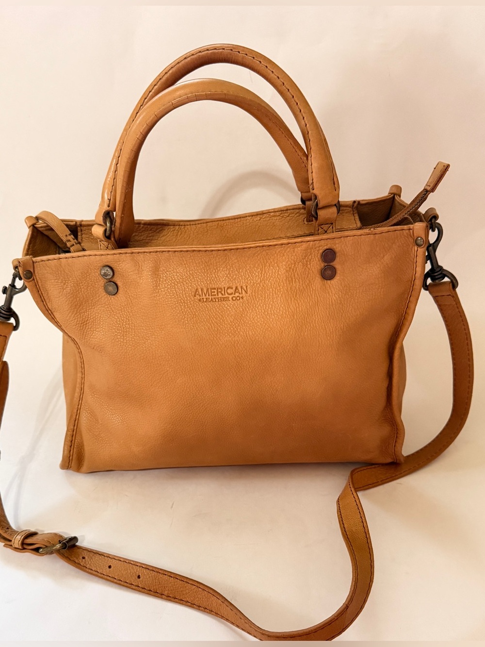American Leather Co. Tan Satchel with Removable Strap